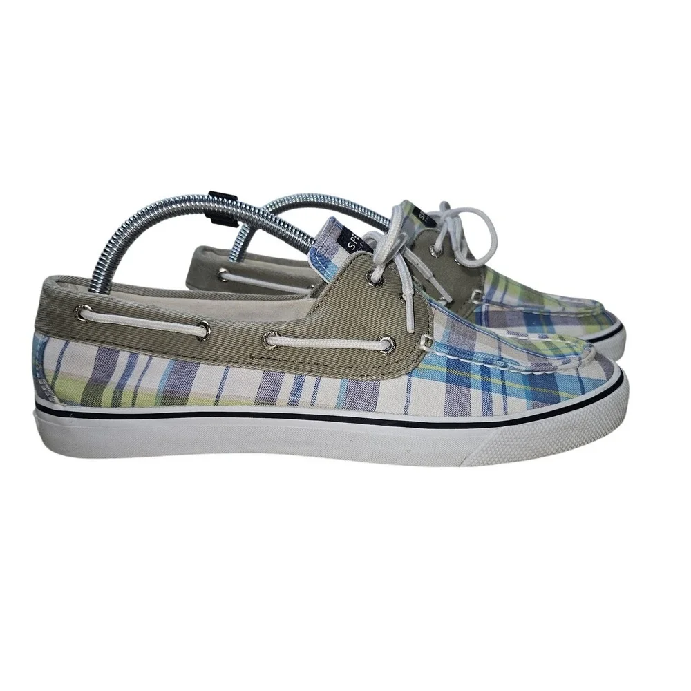 Sperry Top-Sider Boat Shoes Women 10M‎ Plaid Canvas blue East Coast Old Money